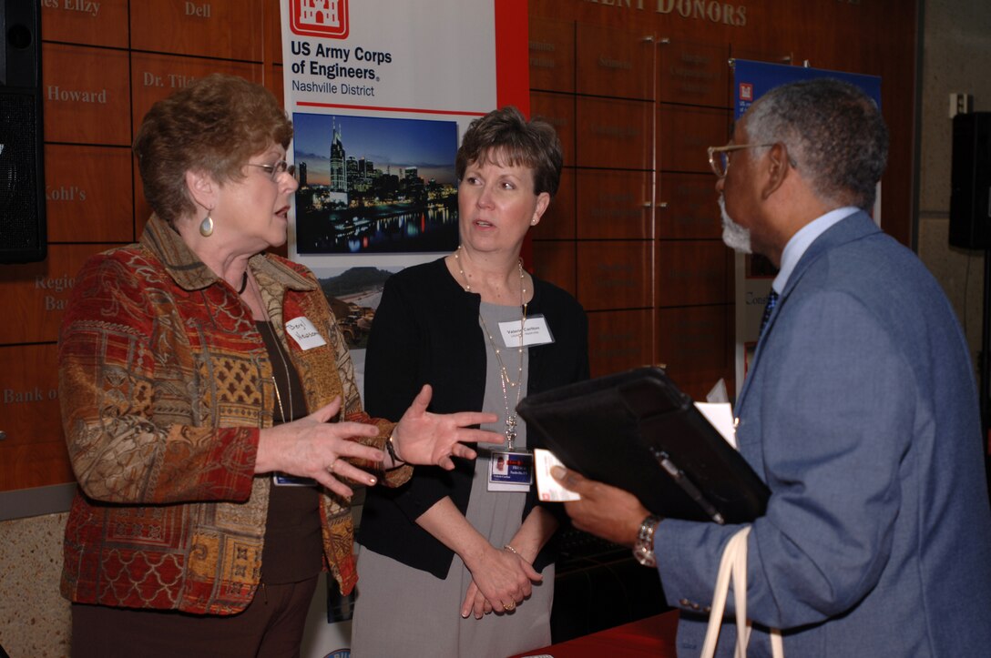 More than 200 business owners and managers network and meet with Nashville District officials at a Small Business Training Forum, March 8, 2012, at the Tennessee State University Avon Williams Campus in Nashville, Tenn. The Nashville District participated and the TSU Development Center and Society of American Military Engineers along with many other sponsors helped organize the event.