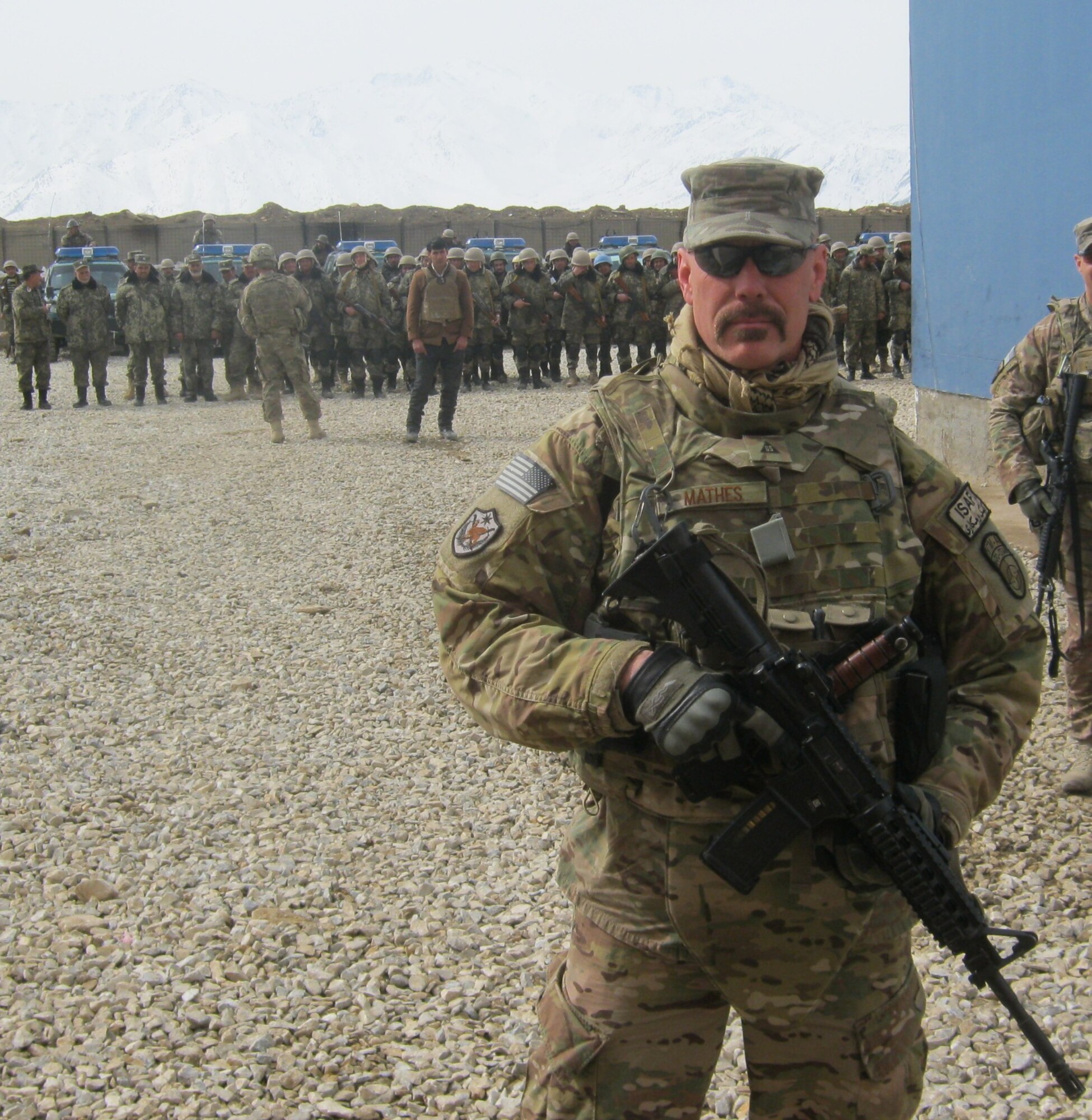 Former Tinker AFB employee Randy Mathes in Wardak Province, Afghanistan, as he assists in the operational standup of the first Afghan security battalion his NATO task force helped establish. (Courtesy photo)