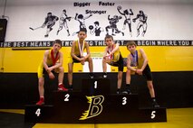 Four members of the Burnsville Sparks Wrestling Program concluded their regular season last week by qualifying for the 2013 USA Wrestling Youth Minnesota State Championships. The wrestlers include Jordan Scott, 11, Jude De La Luz, 8, Isaac Gawronski, 8, and Gavin Osterhaus, 11. Recruiting Station Twin Cities Commanding Officer Maj. Kenneth Gawronski and Officer Selection Station Twin Cities' Gunnery Sgt. Roland McGinnis volunteered to help coach the wrestling club this season.