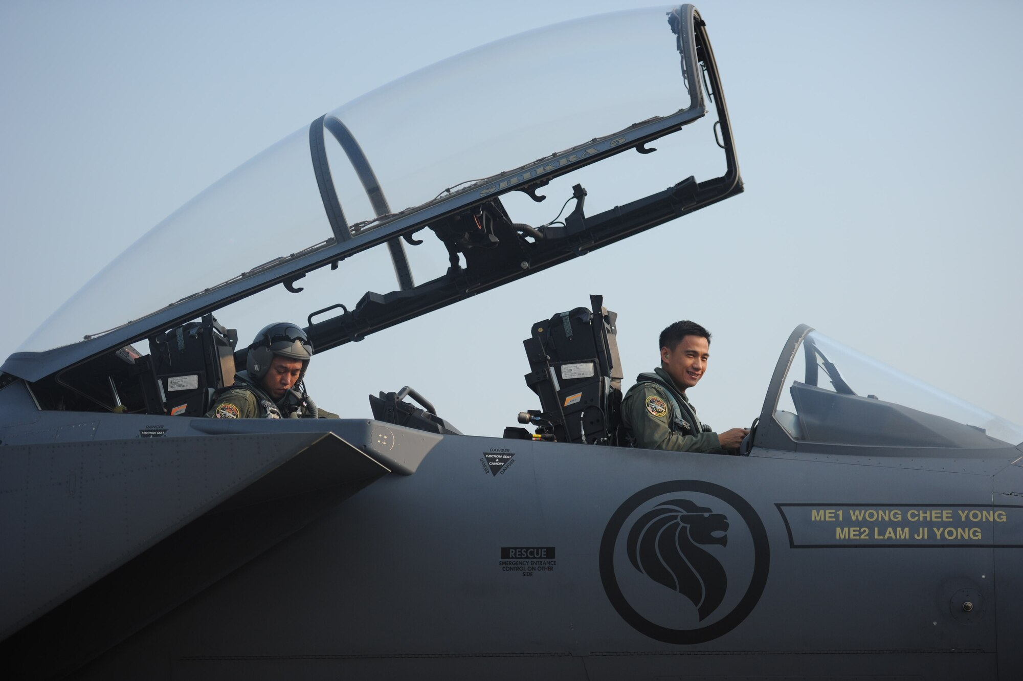 Republic of Singapore AIr Force F-15SG pilots prepare for a large force employment mission during Cope Tiger 13 at Korat Royal Thai Air Force Base, Thailand, March 14, 2013. More than 300 U.S. service members are participating in CT13, which offers an unparalleled opportunity to conduct a wide spectrum of large force employment air operations and strengthen military-to-military ties with two key partner nations, Thailand and Singapore. (U.S. Air Force photo/2nd Lt. Jake Bailey)