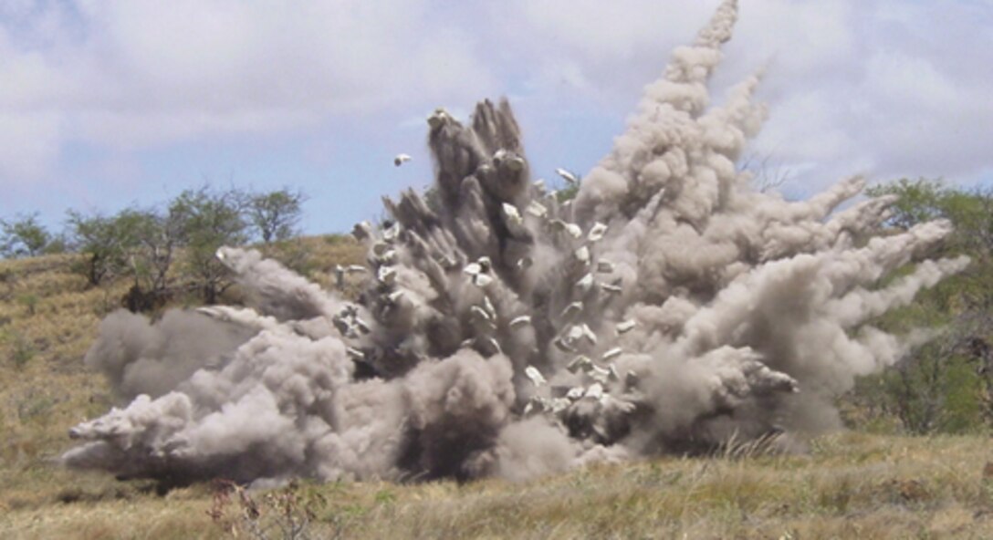 Explosions like this one are monitored with the results providing information to improve protective designs.