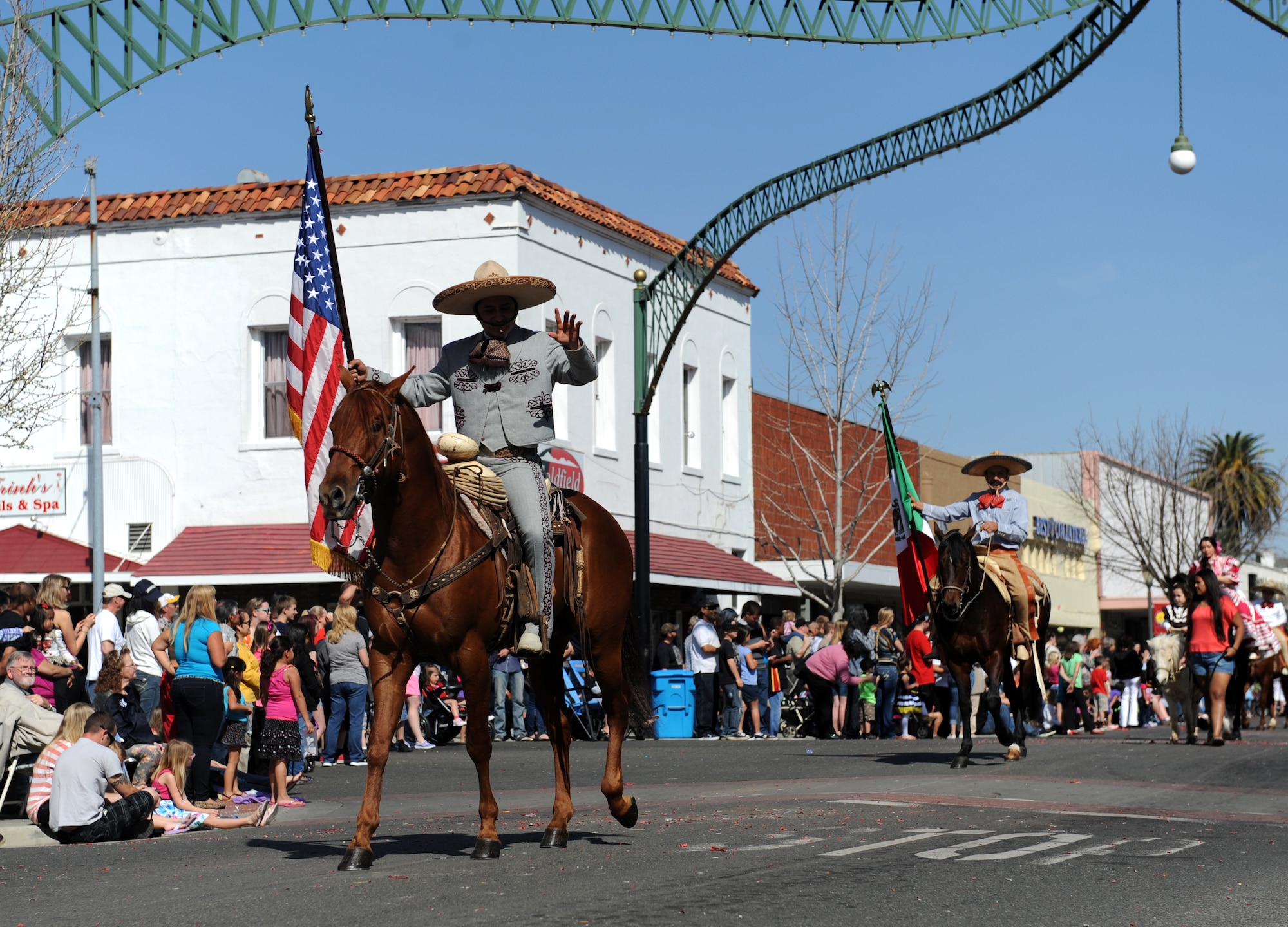 Horse riders march in the Bok Kai Festival in Marysville, Calif., March 16, 2013. The festival celebrates Bok Kai, the Chinese god of the North. (U.S. Air Force photo by Staff Sgt. Robert M. Trujillo/Released)