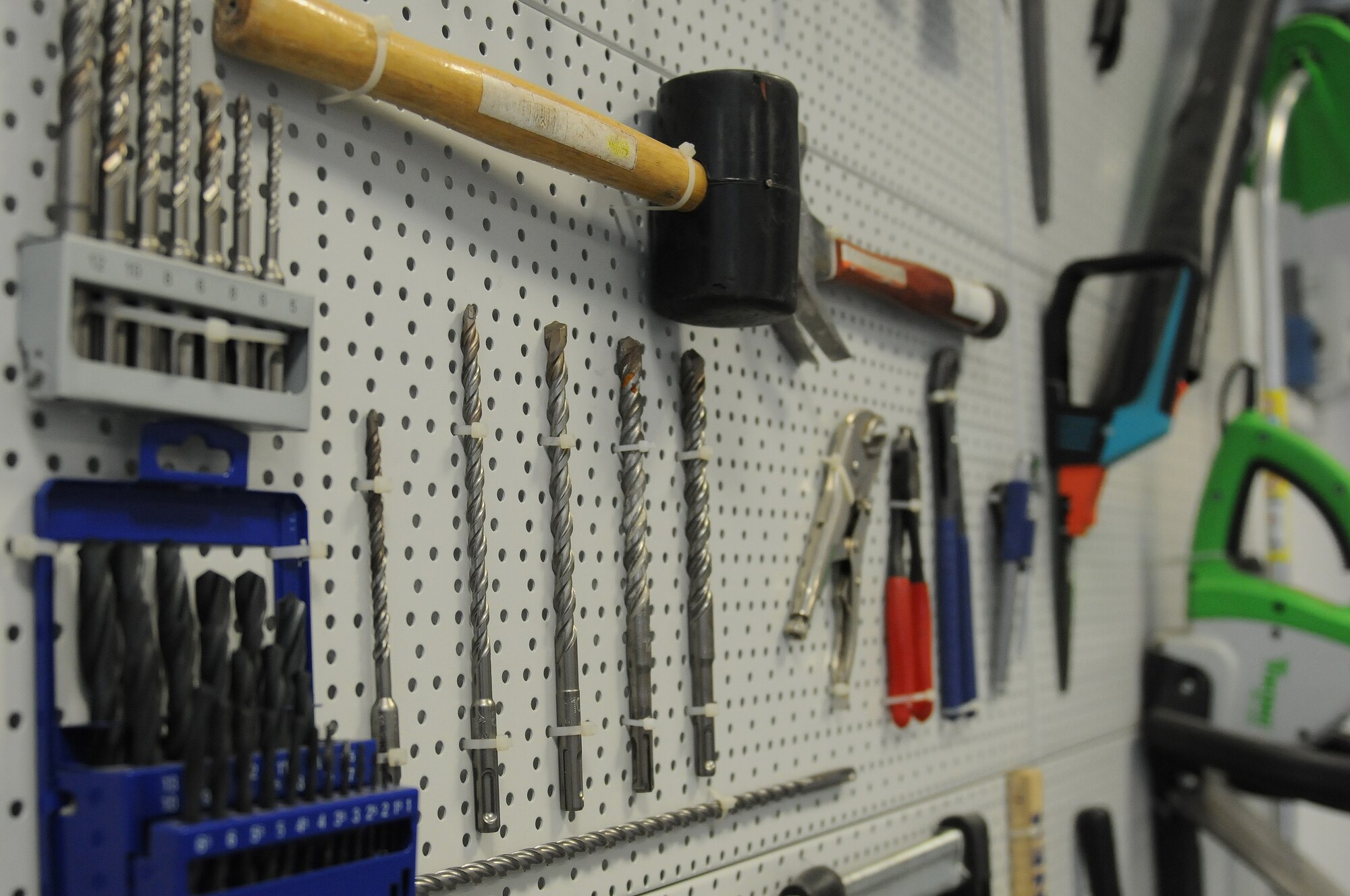 View of the power tool selection at the civil engineer self-help store on Ramstein Air Base, Germany, March 15, 2013. The CE self-help store provides the base with their entire repair and clean up needs. (U.S. Air Force photo/Airman 1st Class Holly Cook)