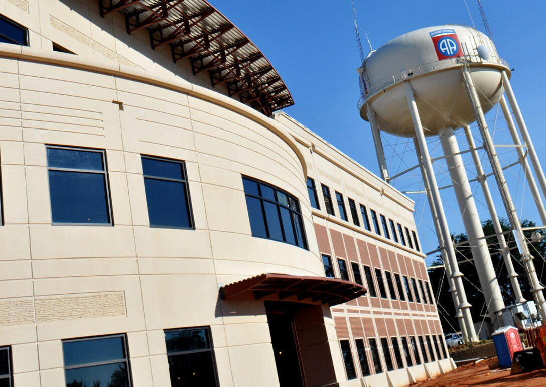 The U.S. Army Corps of Engineers, Savannah District began construction in October 2011 on a new $35.7 million headquarters for the 82nd Airborne Division at Fort Bragg, N.C., shown here under construction. The work is being performed by prime contractor Sauer Inc., of Jacksonville, Fla. At 143,090 square-feet, the facility will accommodate 540 soldiers and support staff. The headquarters project has been nicknamed “mini-FORSCOM” because of its similarities to a large-scale, $304 million headquarters the Corps finished last year on Fort Bragg for the U.S. Army Forces Command (FORSCOM) and U.S. Army Reserve Command.