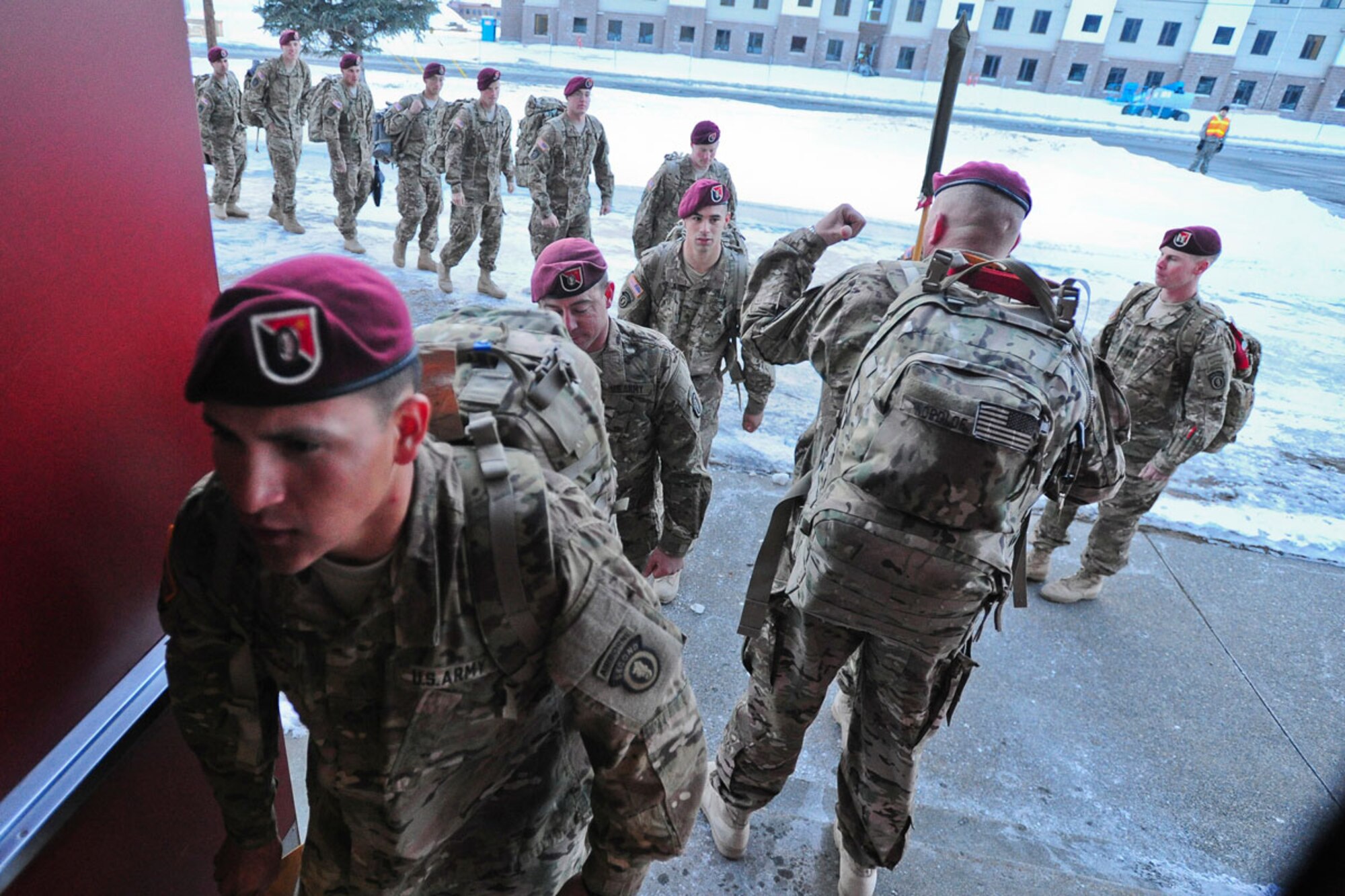 Nearly 100 U.S. Army Alaska Soldiers returned home to JBER March 14 from a nine-month deployment to the southern provinces of Afghanistan in support of Operation Enduring Freedom. The Soldiers are assigned to the 23rd Engineer Company, part of the 6th Engineer Battalion, 2nd Engineer Brigade, home-based at JBER. During the Sappers’ deployment, the Soldiers performed dangerous route-clearance missions to remove improvised explosive devices along often-used roads to reduce the dangers of travel. The unit was featured in the National Geographic Channel’s “Bomb Hunters: Afghanistan,” and three-part Discovery Channel documentary “Heroes of Hell’s Highway.” (U.S. Air Force photos/Justin Connaher)