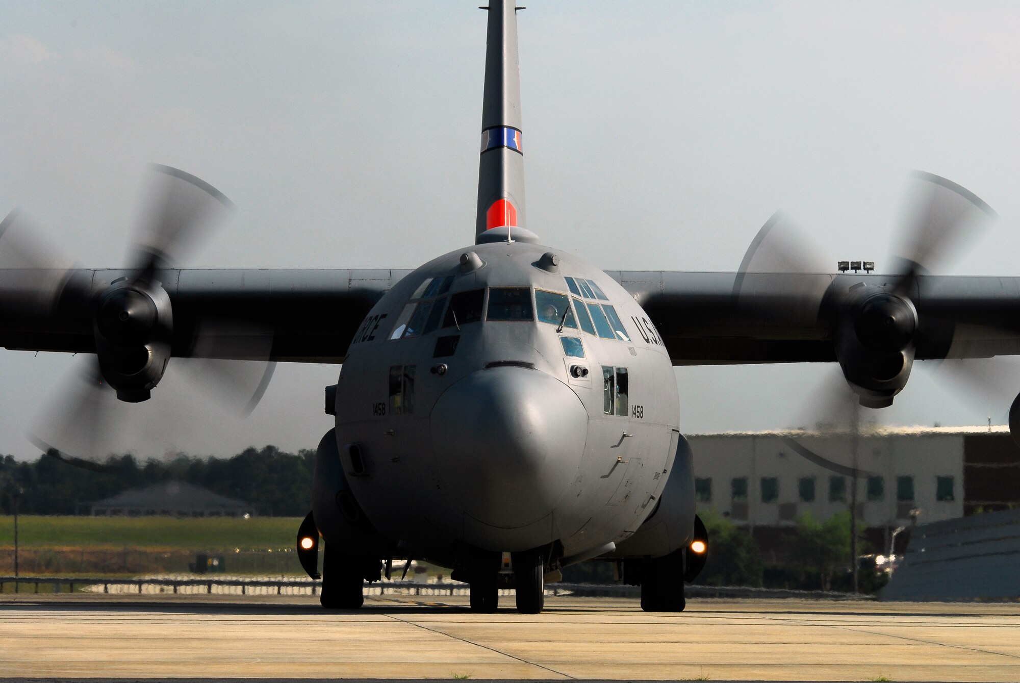 MAFFS 7, a C-130 Hercules military transport aircraft assigned to the 145th Airlift Wing, N.C. Air National Guard, departs Charlotte, N.C., June 30, 2012, for Peterson Air Force Base, Colo., to support firefighting throughout the Rocky Mountain area using the Modular Airborne Fire Fighting System. (U.S. Air Force photo by Tech. Sgt. Brian E. Christiansen)