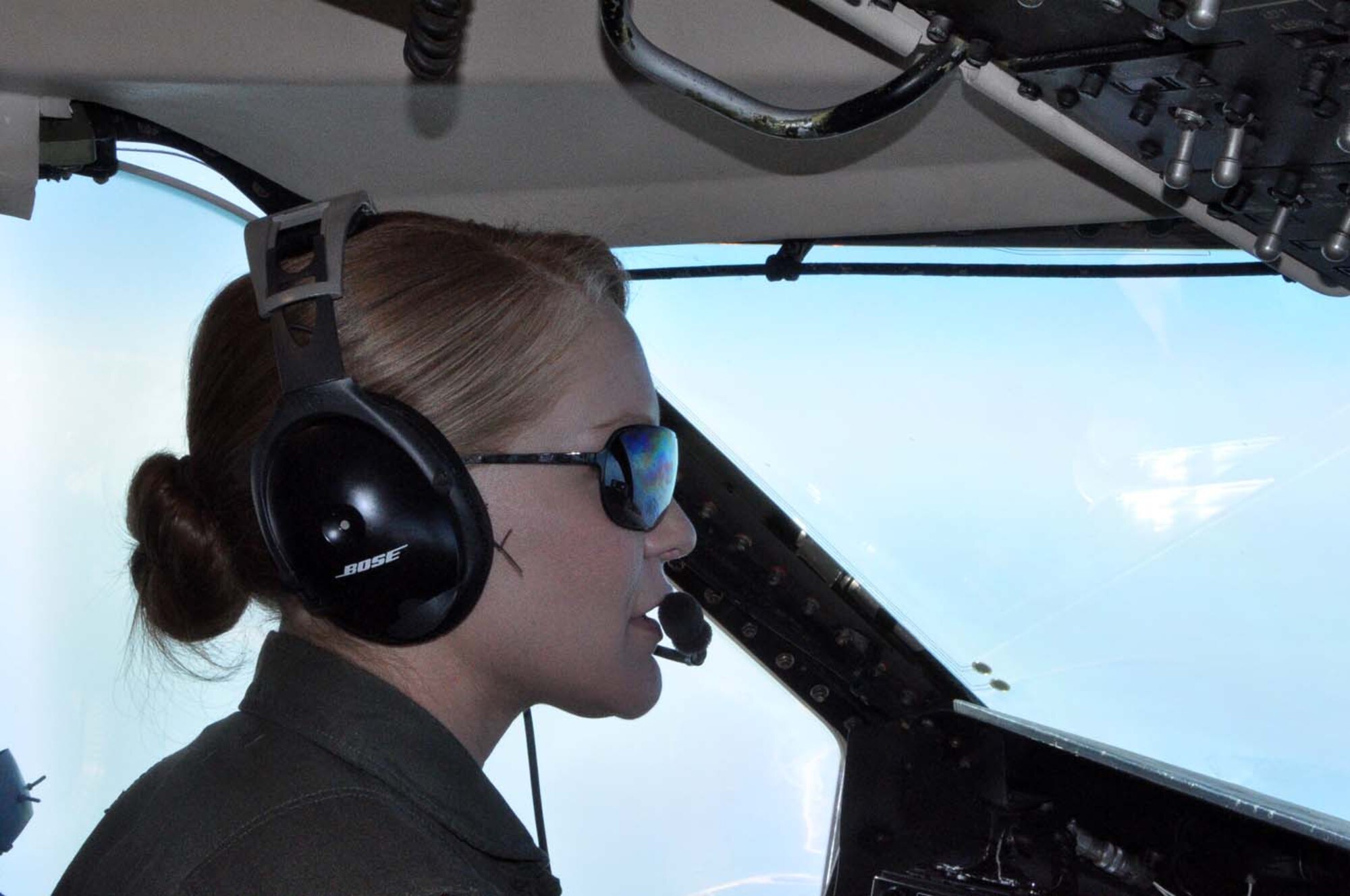 Maj. Kelly Turner, a 68th Airlift Squadron pilot, and flies her 18-person crew during Patriot Hook March 14. Turner the aircraft commander also flew to Combat Hammer transporting personnel and cargo to various locations so they could train for real world missions. (U.S. Air photo by 1st Lt. Denise Haeussler)