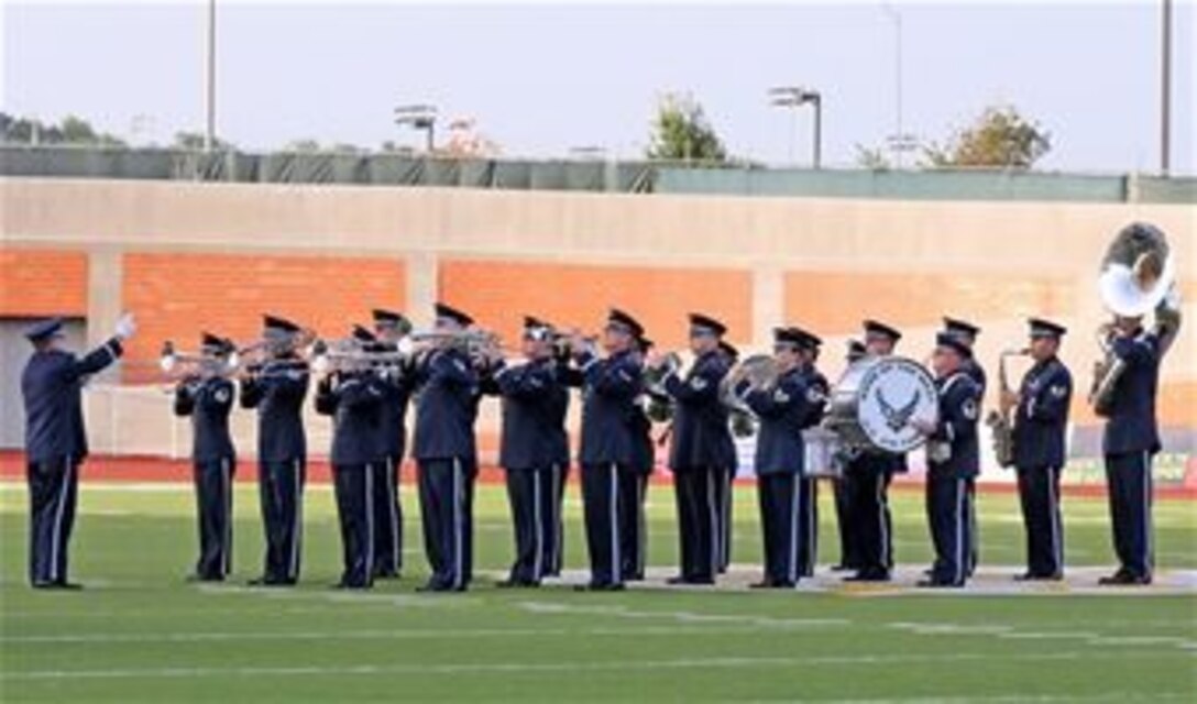 Ceremonial Band performs at a Scorpions game in San Antonio, TX