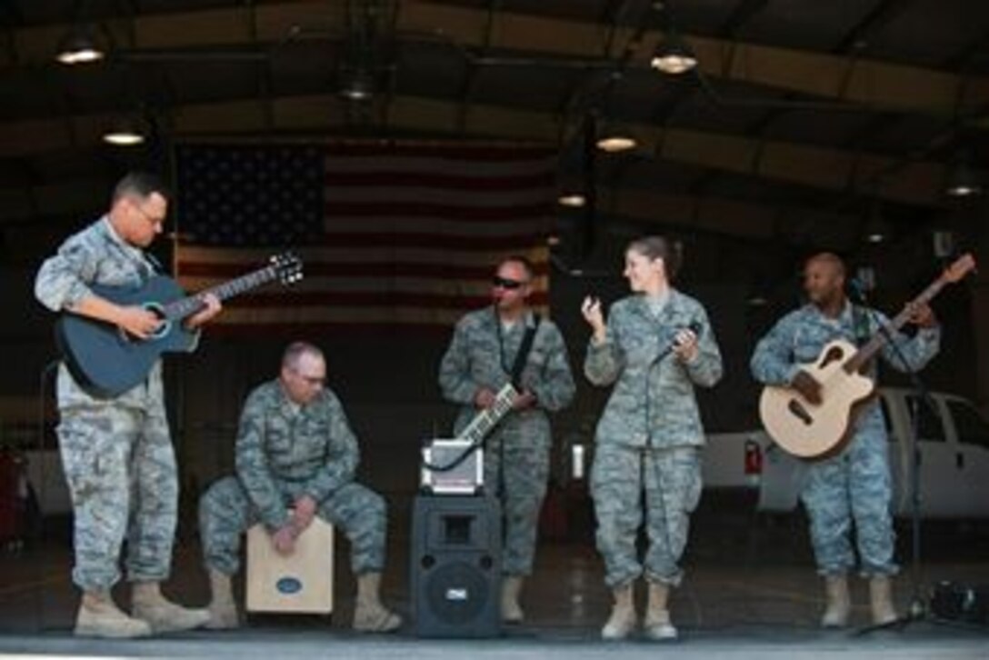 Top Flight performing at a deployed location