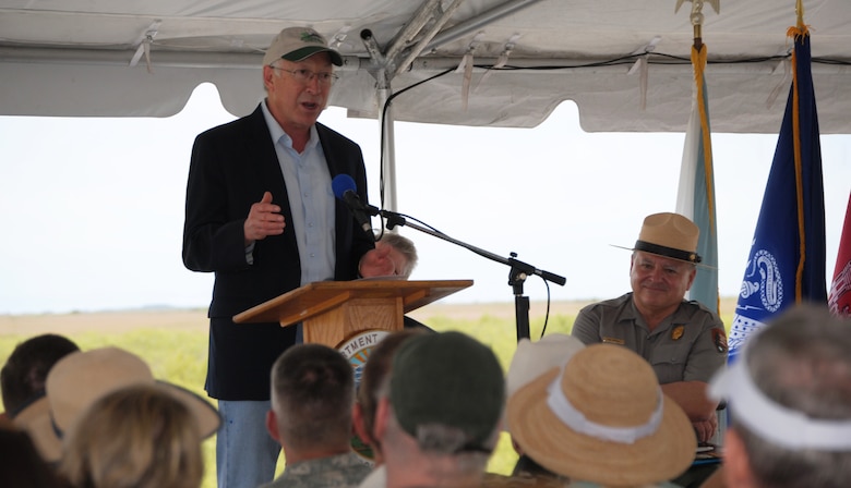 Secretary of the Interior Ken Salazar spoke alongside Assistant Secretary of the Army for Civil Works Jo-Ellen Darcy, Everglades National Park Superintendent Dan Kimball,  and South Florida National Parks Trust Board Chairman Neal McAliley at the Tamiami Trail One-Mile Bridge Opening Ceremony March 19, 2013, in Miami, Fla. 