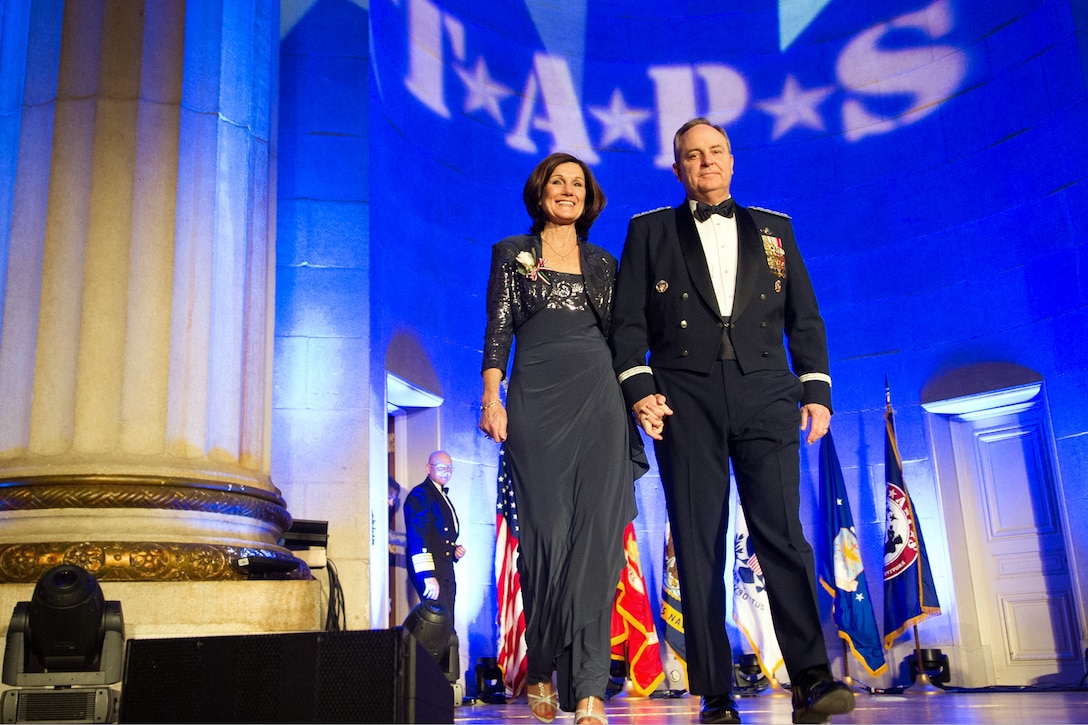 Air Force Chief of Staff Gen. Mark A. Welsh III, and his wife, Betty, attend a gala to benefit the Tragedy Assistance Program for Survivors, or TAPS, in Washington, D.C., March 19, 2013.