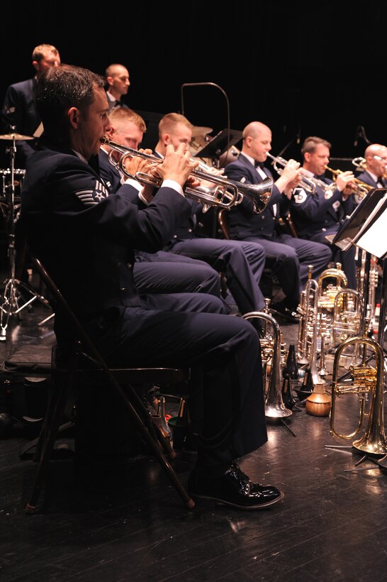The trumpet section performing in the Concert Band's tour of North Carolina.