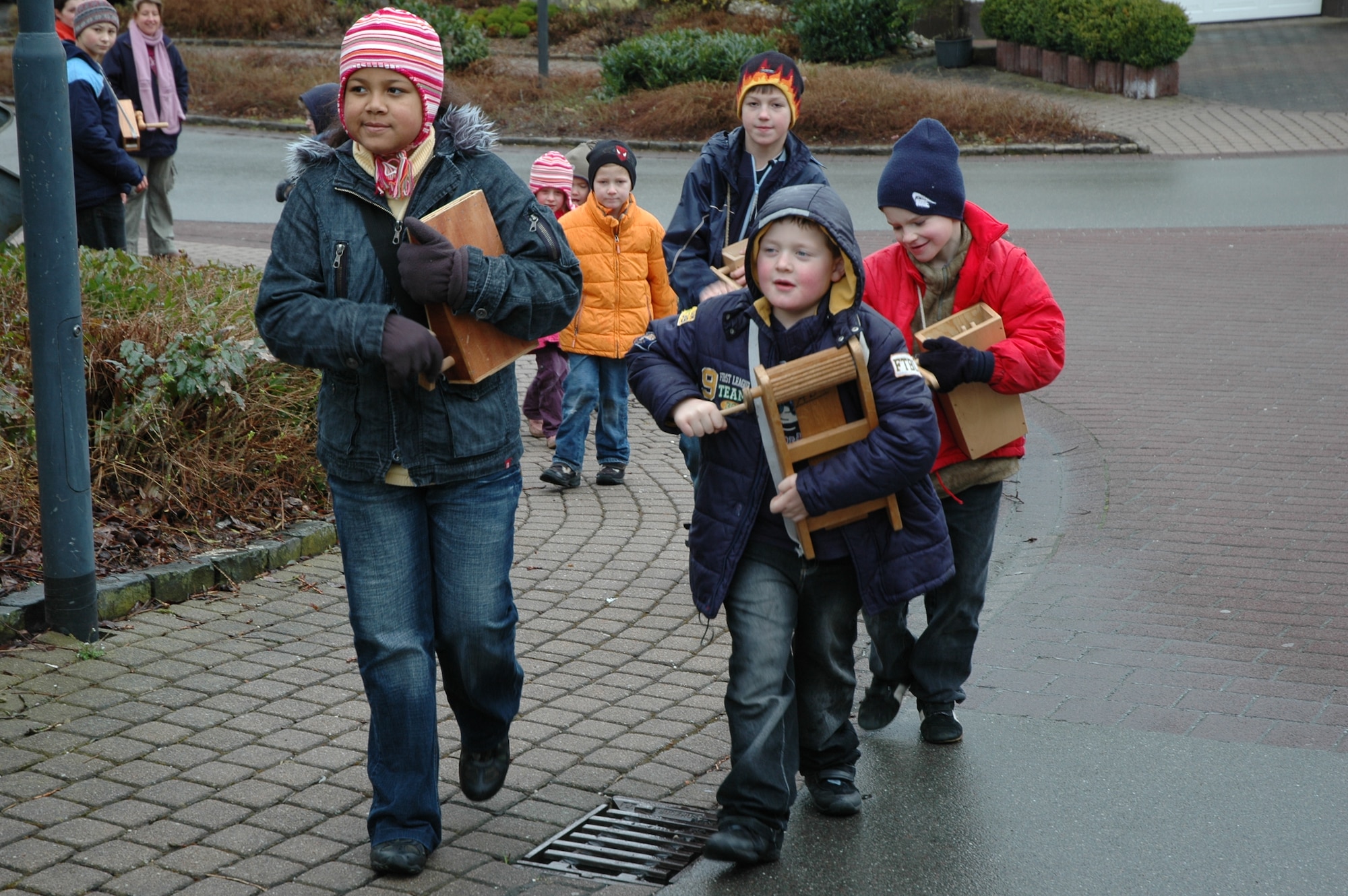 SPANGDAHLEM AIR BASE, Germany -- It's a tradition in the Eifel area for
children to walk around through the community with so called Good Friday
Rattles, wooden noise-makers of various kinds, which are supposed to replace
the ringing of the bells from Green Thursday, March 28 this year,
until Easter, March 31 this year. By making the noise, the small
ones invite Christians to worship. This is done usually three times a day,
at 7 a.m., noon and 7 p.m.  (U.S. Air Force photo by Iris Reiff/Released)