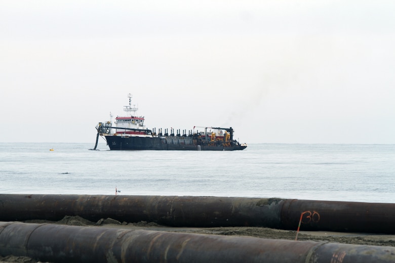 The hopper dredge B. E. Lindholm from Weeks Marine Inc., was called in to dredge when hazardous shoaling in the Thimble Shoals federal navigation channel was discovered and one side of the navigation lane was closed.
