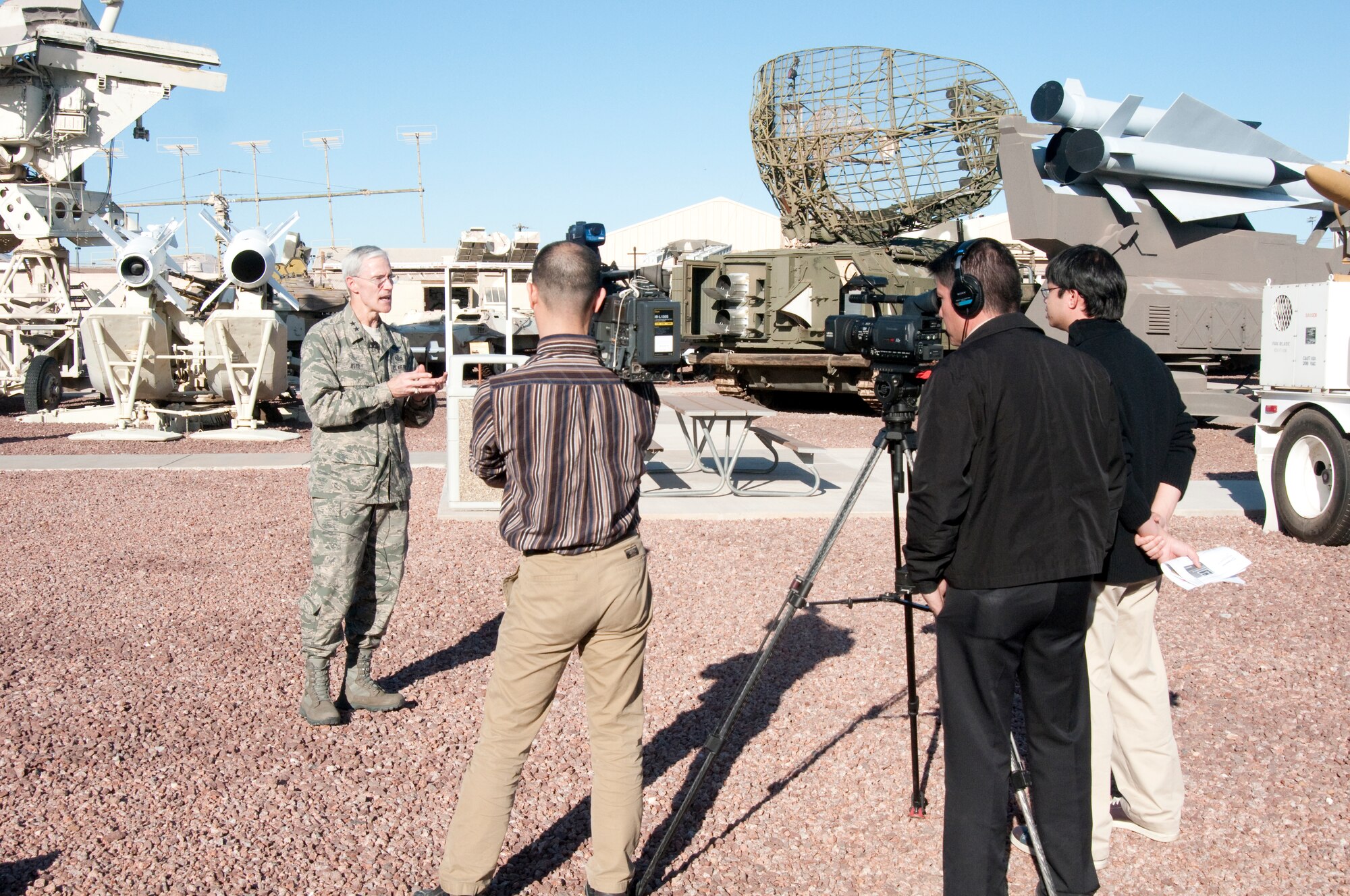 Maj. Gen. Robert Otto, Air Force Intelligence, Surveillance and Reconnaissance Agency commander, speaks to media Feb. 28 about the agency's participation in the Red Flag 13-3 exercise at Nellis Air Force Base, Nev. ISR warriors from the agency's 526th Intelligence Squadron at Nellis, along with more than two dozen ISR Airmen from across the agency, brought real-time ISR capabilities for the first time ever to the Air Force's premiere aerial warfare exercise, which ran from Feb. 25 to March 15. (U.S.
Air Force photo/Maj. Christian P. Hodge)

