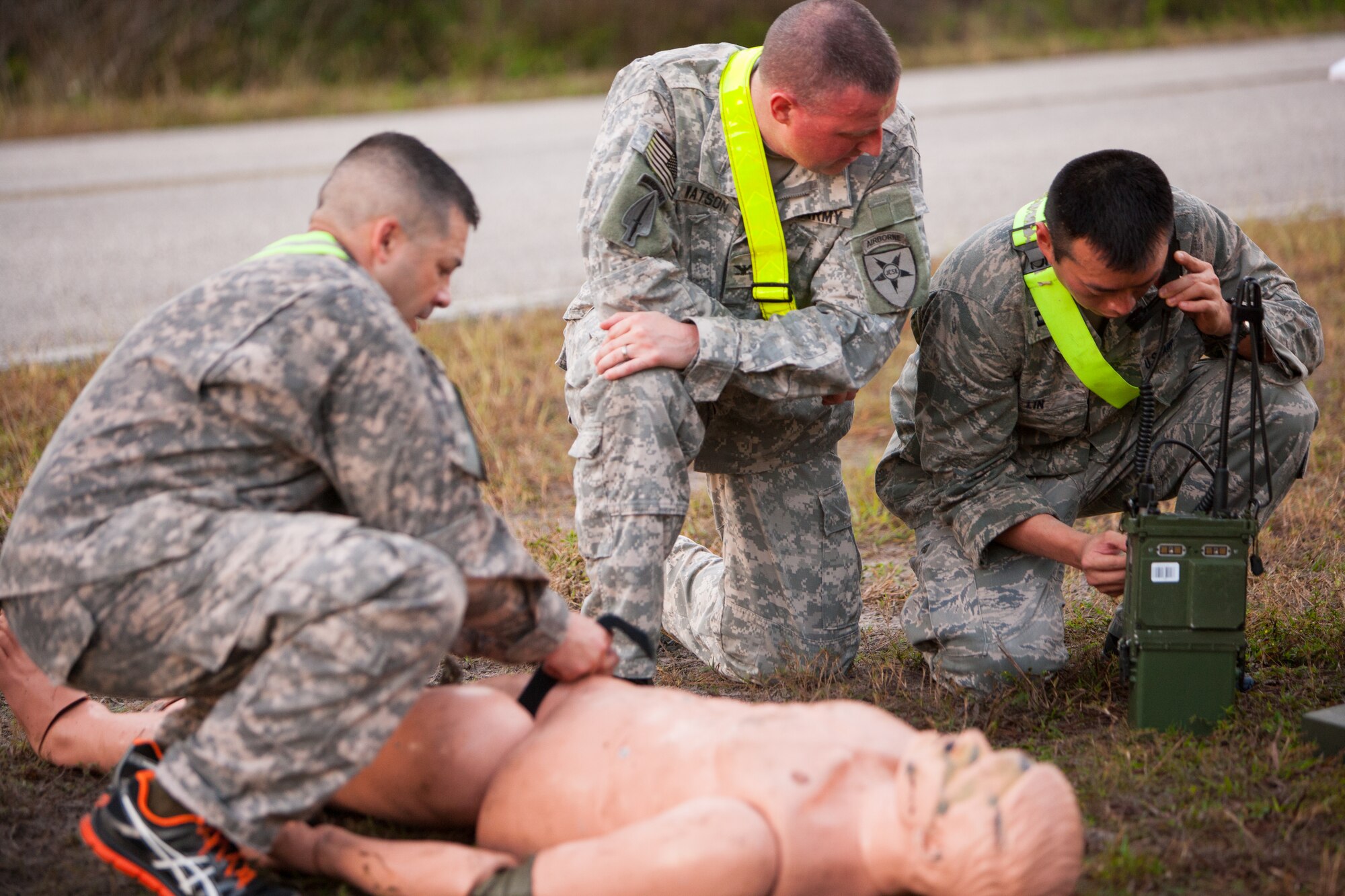 Members of the 2nd Joint Communications Support Squadron work together at one of the nine stations during a Commander's PT at MacDill Air Force Base, Fla. (courtesy photo)