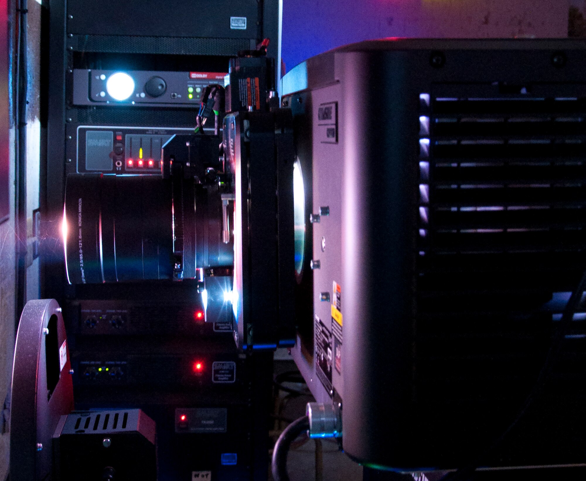The new Christie digital movie projector used by the F. E. Warren Base Theater to play movies. The addition of the digital projector is a part of a $115,000 upgrade to the theater. (U.S. Air Force photo by Airman 1st Class Jason Wiese)