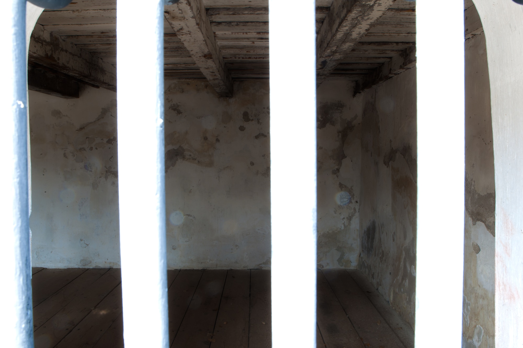 A glimpse into an isolation cell at Fort Laramie. Alcoholism and desertion were common occurrences of life at the fort. (U.S. Air Force photo by Matt Bilden)