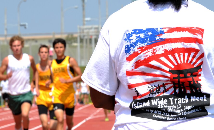 The Air Force Sergeants Association, Chapter 1553, hosted the first-ever island-wide track meet on Kadena, Japan, March 23, 2013. This event had more than 325 active-duty, civilians and dependents from other bases and local schools around Okinawa competing in numerous events to see who would claim the title of fastest on the island. (U.S. Air Force photo/Staff Sgt. Laszlo Babocsi)