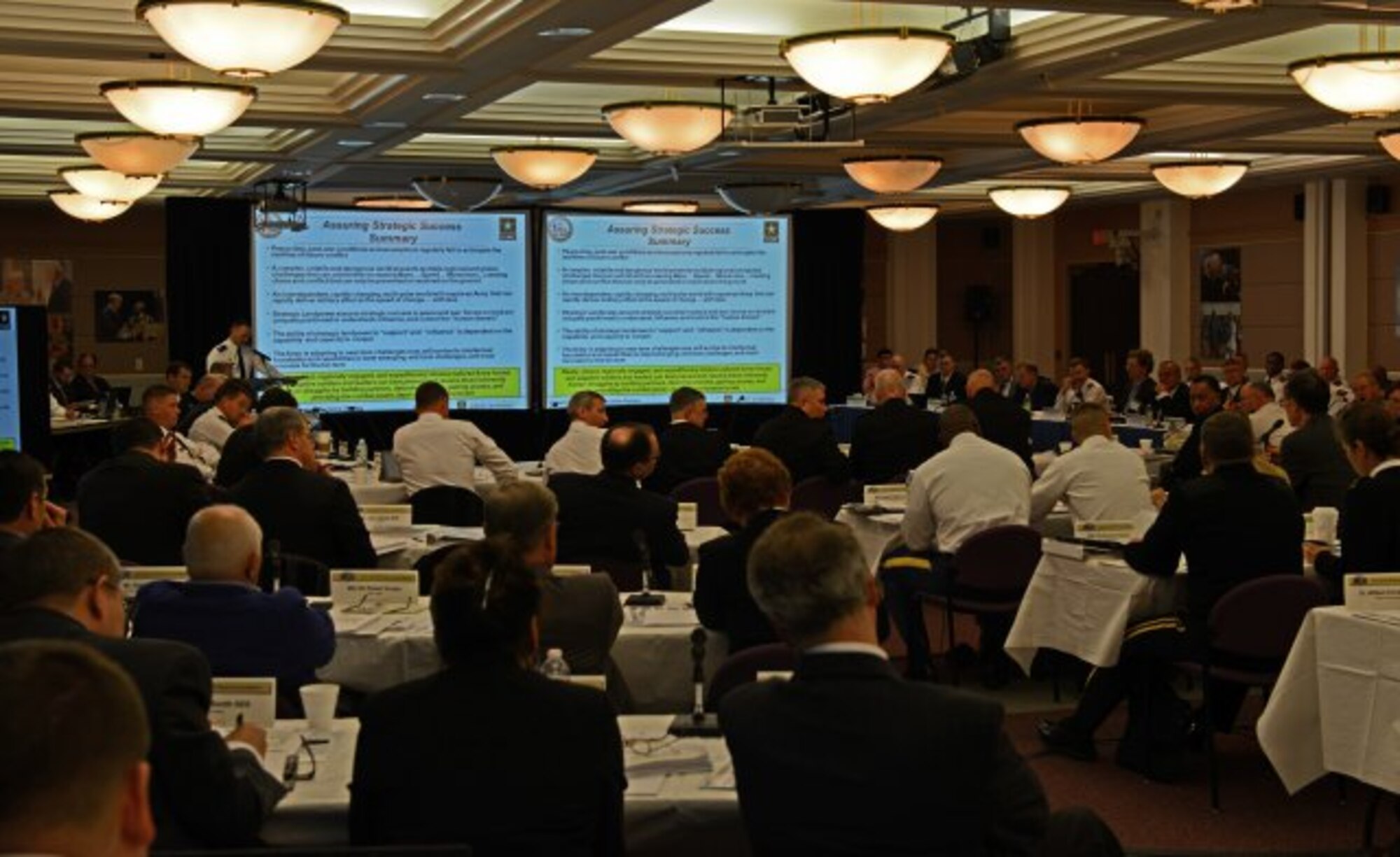 More than 100 participants, including Army Chief of Staff Gen. Raymond T. Odierno, as well as joint and multinational military leaders and civilian subject matter experts, attended the Training and Doctrine Command-led Unified Quest 13 Senior Leader Seminar at the National Defense University, Fort McNair, Washington, D.C., March 19, 2013. (Army News Service photo by David Vergun/Released)