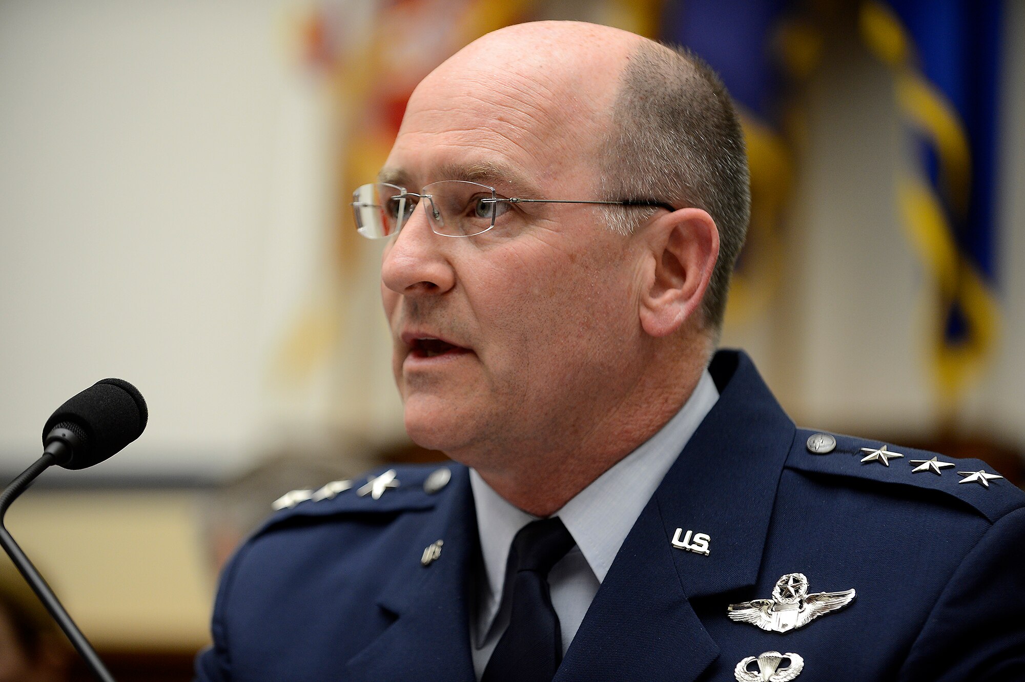 Lt. Gen. James F. Jackson, chief of Air Force Reserve, joined other Reserve and National Guard senior leaders on Capitol Hill March 19 to testify and answer questions. Jackson, who also commands Air Force Reserve Command, and the other senior leaders spoke about the need to update and replace their combat-worn equipment. (U.S. Air Force photo)