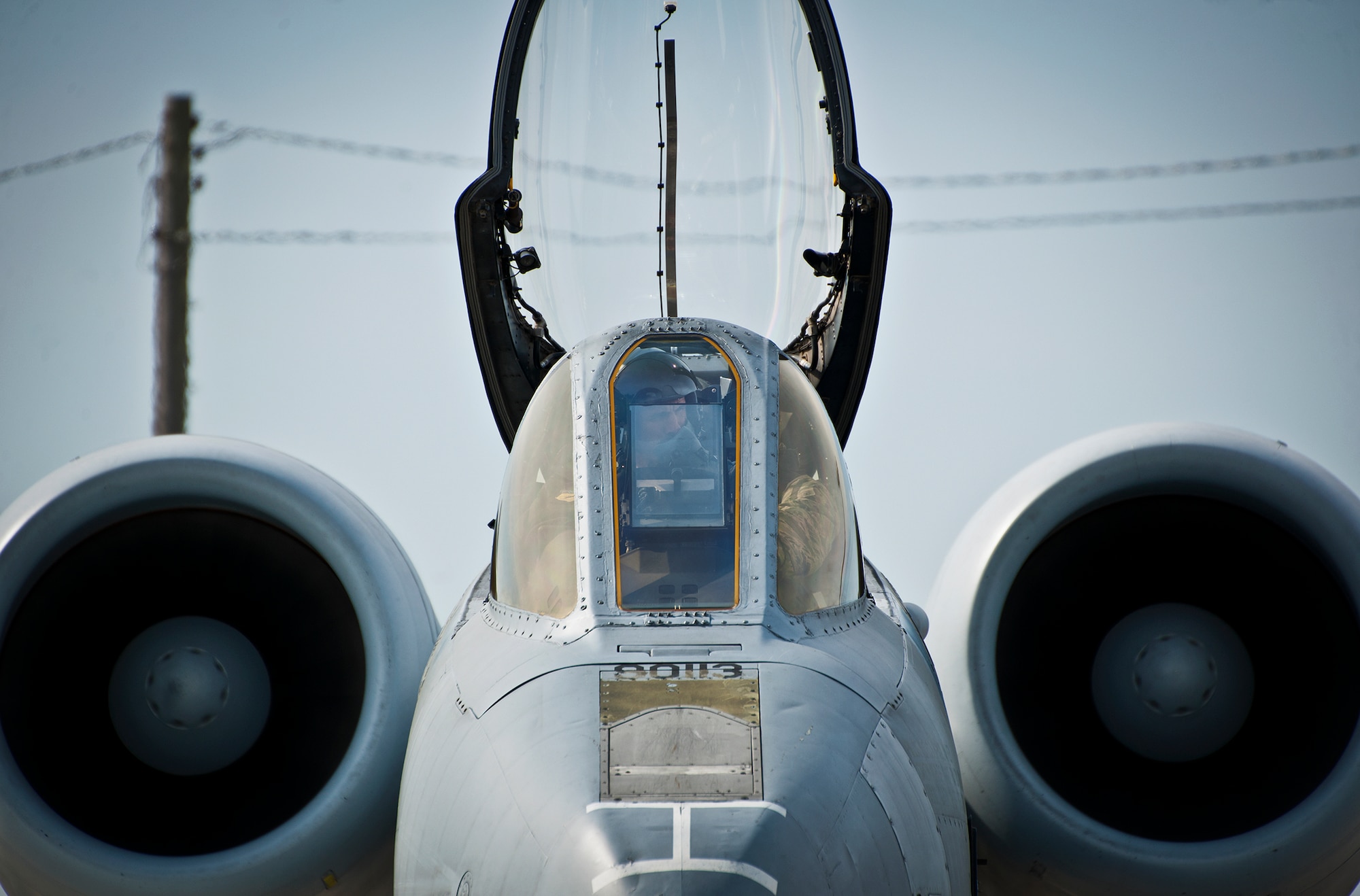 An A-10 Thunderbolt II pilot from the 442nd Fighter Wing readies his aircraft before a sortie at Eglin Air Force Base, Fla., March 20.  The 442nd A-10s traveled from Whiteman AFB for the week-long, air-to-ground weapons system evaluation program called Combat Hammer.  Combat Hammer, run by the 86th Fighter Weapons Squadron, is used to evaluate the effectiveness and suitability of combat air force weapon systems. The air-to-air and air-to-ground WSEP evaluations are accomplished during tactical deliveries of fighter, bomber and unmanned aircraft system precision guided munitions, on realistic targets with air-to-air and surface-to-air defenses. (U.S. Air Force photo/Samuel King Jr.)