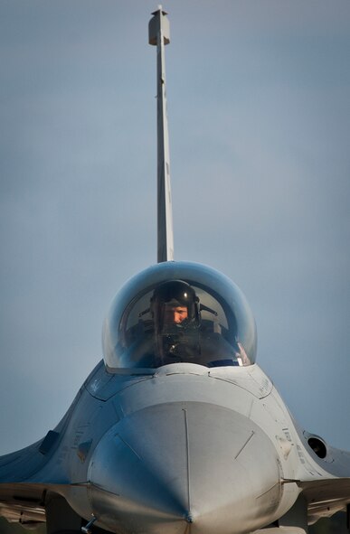 An F-16 Fighting Falcon pilot from the 482nd Fighter Wing prepares for a sortie at Eglin Air Force Base, Fla., March 18.  The 482nd F-16s traveled from Homestead ARB for the week-long, air-to-ground weapons system evaluation program called Combat Hammer.  Combat Hammer, run by the 86th Fighter Weapons Squadron, is used to evaluate the effectiveness and suitability of combat air force weapon systems. The air-to-air and air-to-ground WSEP evaluations are accomplished during tactical deliveries of fighter, bomber and unmanned aircraft system precision guided munitions, on realistic targets with air-to-air and surface-to-air defenses. (U.S. Air Force photo/Samuel King Jr.)