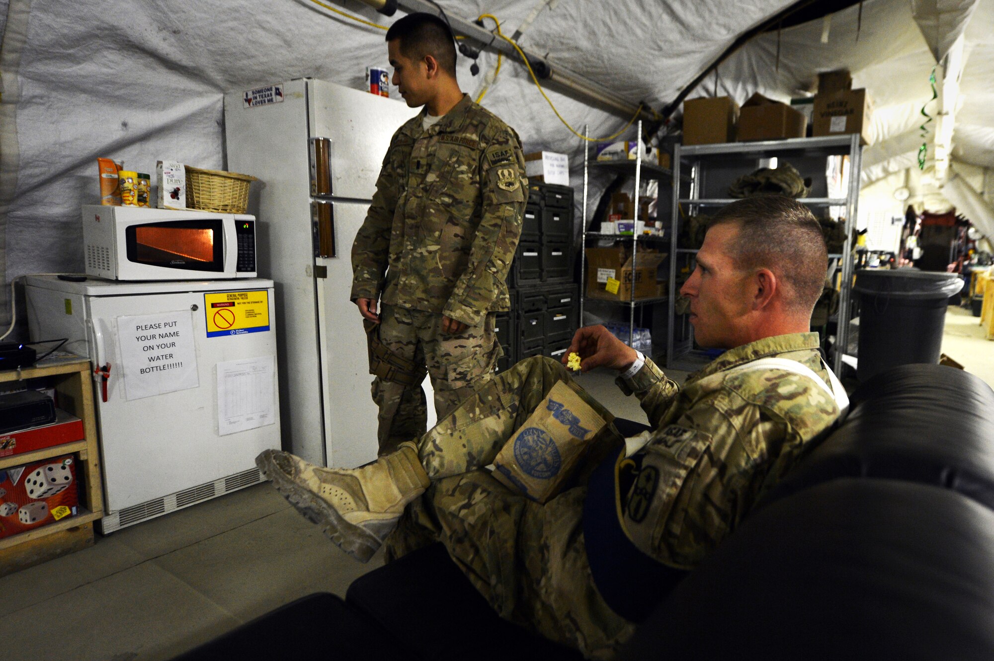 Contingency Aeromedical Staging Facility personnel take care of patients on Bagram Airfield, Afghanistan, March 8, 2013. The CASF caters to both inbound and outbound patients brought in by the 455th Expeditionary Aeromedical Evacuation Squadron enroute to Landstuhl Regional Medical Center, Germany, for a higher level of medical attention. (U.S. Air Force photo/Senior Airman Chris Willis)
