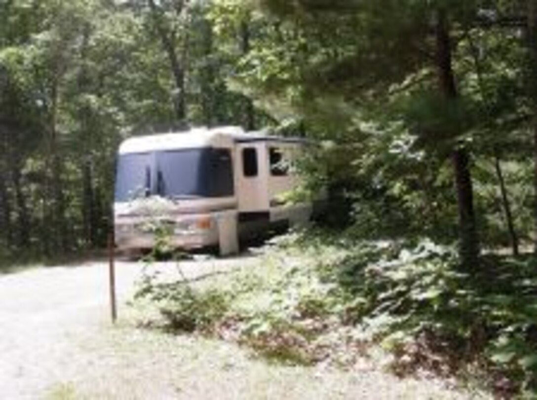 A motorhome in a campsite, North Grosvenordale, Conn. 