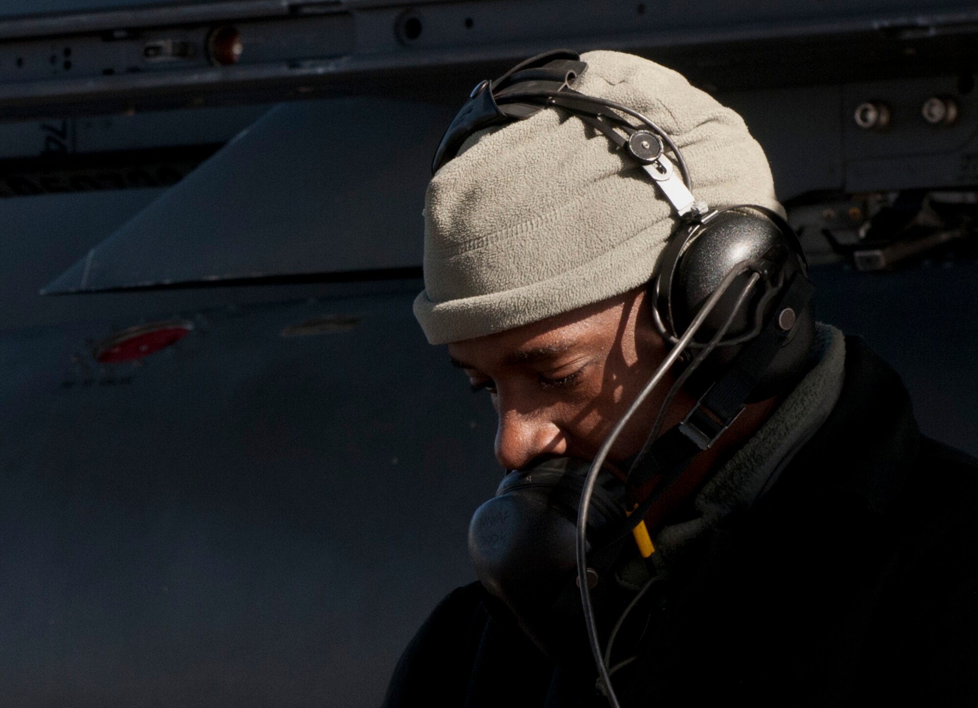U.S. Air Force Airman 1st Class Emmanuel Osagiede, 389th Aircraft Maintenance Unit crew chief, looks over paperwork prior to an F-15E Strike Eagle takeoff, Feb. 28, 2013, at Mountain Home Air Force Base, Idaho. Ensuring paperwork is filled out correctly is an essential step in the pre-flight inspection process. (U.S. Air Force photo/Senior Airman Heather Hayward)