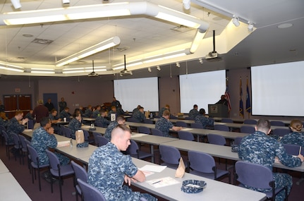 Sailors from commands throughout Joint Base Charleston participate in the Navywide, third class petty officer exam March 21, 2013, at Space and Naval Warfare Systems Atlantic on JB Charleston – Weapons Station. More than 2,000 JB Charleston Sailors tested for promotion to E-4, E-5 and E-6 during the March 2013 exams. (US Navy photo/ Petty Officer 1st Class Chad Hallford)

