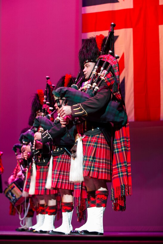 Members of the Band of the Scots Guards perform at the King Center in Melbourne, Fla., March 23.  (Photo by Matthew Jurgens)