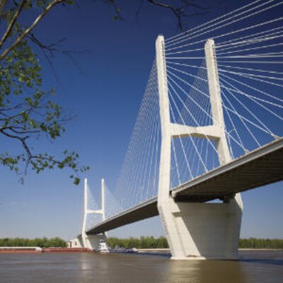 The New Bridge at Greenville, Miss., is an example of a cable-stayed bridge and is the third longest bridge span in the U.S.  