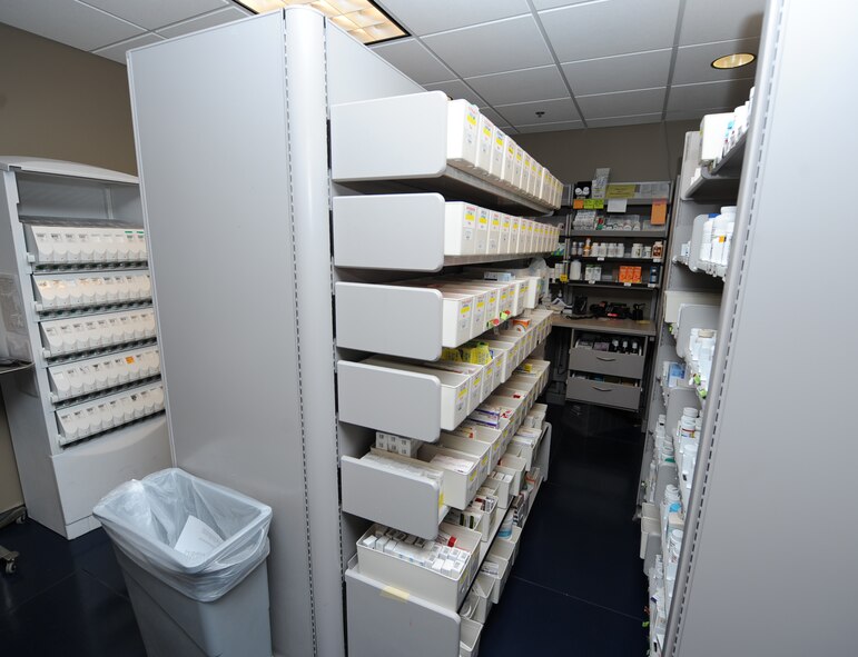 The main and satellite Barksdale pharmacies process more than 5,000 prescriptions each week. The main pharmacy handles all prescriptions issued by the clinic while the satellite pharmacy handles all off-base prescriptions. Both pharmacies carry a variety of medications used to treat patients. (U.S. Air Force photo/Senior Airman Sean Martin)