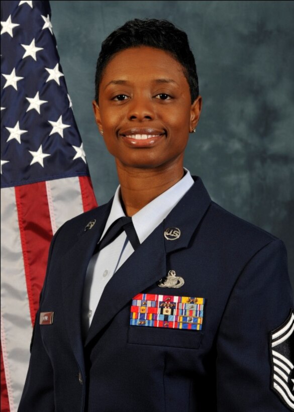 Senior Master Sgt. Tamar S. Dennis, 11th Security Forces Squadron leader, shares her story with Team Andrews shortly before moving on to Osan, Air Base, Republic of Korea. The soon-to-be Chief will lead a squadron of more than 450 personnel there. (U.S. Air Force courtesy photo)