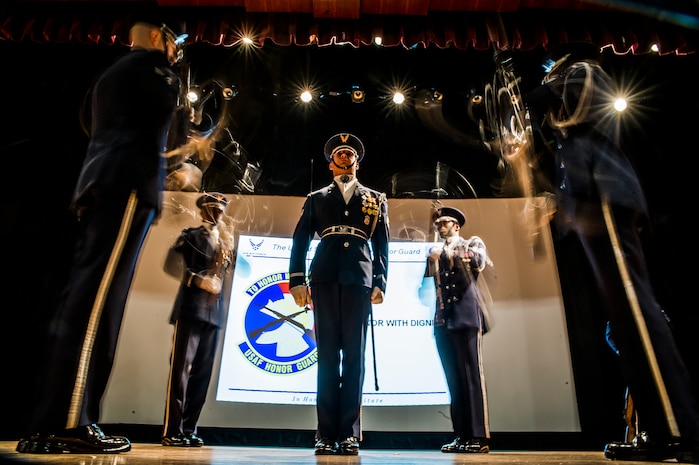 Members of the Air Force Honor Guard Drill Team perform during a recruiting visit March 25, 2013, at Joint Base Charleston – Air Base, S.C. The AF Honor Guard visited JB Charleston to recruit members for their team. (U.S. Air Force photo/ Senior Airman George Goslin)