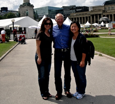 Susan Kil (right), a U.S. Army Corps of Engineers Europe District project engineer, and her colleagues Rudy Zink (middle) and Akemi Herrick (left), provide engineering and construction support to U.S. Army Garrison Stuttgart. Kil's office manages over $25 million in military construction and operations and maintenance projects for the garrison, U.S. Europe Command and U.S. Africa Command. As a military spouse, mom and professional engineer Kil enjoys the challenges and opportunities of life and work in Germany.