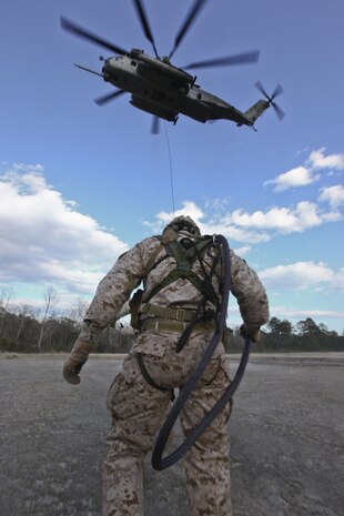Marines of Marine Heavy Helicopter Squadron 464 assisted Marines of 2nd Reconnaissance Battalion conduct special purpose insertion and extraction training aboard Marine Corps Base Camp Lejeune, March 13. 