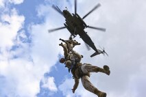 Marines of Marine Heavy Helicopter Squadron 464 assisted Marines of 2nd Reconnaissance Battalion conduct special purpose insertion and extraction training aboard Marine Corps Base Camp Lejeune, March 13. 
