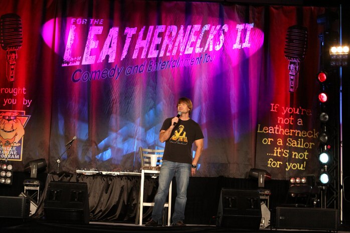 Comedian Tim Gaither was the second comedian to take stage during the Leatherneck Comedy Tour II. Gaither will return to Jacksonville to perform for Marine Corps Base Camp Lejeune, April 5.