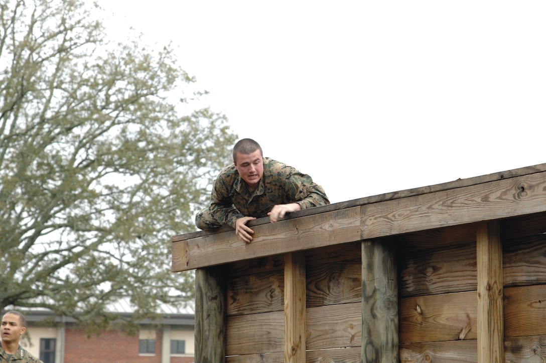 Using their trips here as a training opportunity, Junior Reserve Officers Training Corps cadets from Heritage, Newton County and Stockbridge high schools in Georgia toured Marine Corps Logistics Base Albany, March 19 and 21. Marines and Civilian-Marines received the Marine and Navy JROTC cadets with military working dog and Marine Corps Martial Arts Program demonstrations and a Marine Depot Maintenance Center tour. The students learned what being a Marine is all about by training Marine Corps-style on an obstacle course and combat fitness test. 