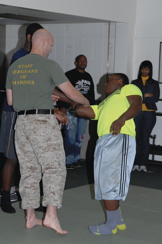Using their trips here as a training opportunity, Junior Reserve Officers Training Corps cadets from Heritage, Newton County and Stockbridge high schools in Georgia toured Marine Corps Logistics Base Albany, March 19 and 21. Marines and Civilian-Marines received the Marine and Navy JROTC cadets with military working dog and Marine Corps Martial Arts Program demonstrations and a Marine Depot Maintenance Center tour. The students learned what being a Marine is all about by training Marine Corps-style on an obstacle course and combat fitness test. 
