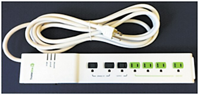 Smart power strips are able to selectively turn off specific pieces of equipment and enable a monitor to serve as the master power switch for workstations.
