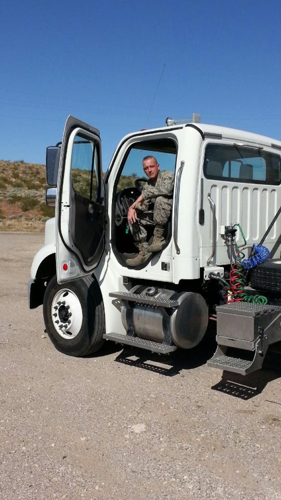914th LRS Vehicle Operator Tech. Sgt. Joseph Foucha, earned three different vehicle operator licenses during his time training at Nellis AFB, Nev. March 14-21. Foucha was one of several Niagara Airmen who received an extensive amount of training in their respective AFSCs during this TDY, and as vehicle operators they drove approximately 3,000 miles for training purposes. (U.S. Air Force Courtesy Photo)

