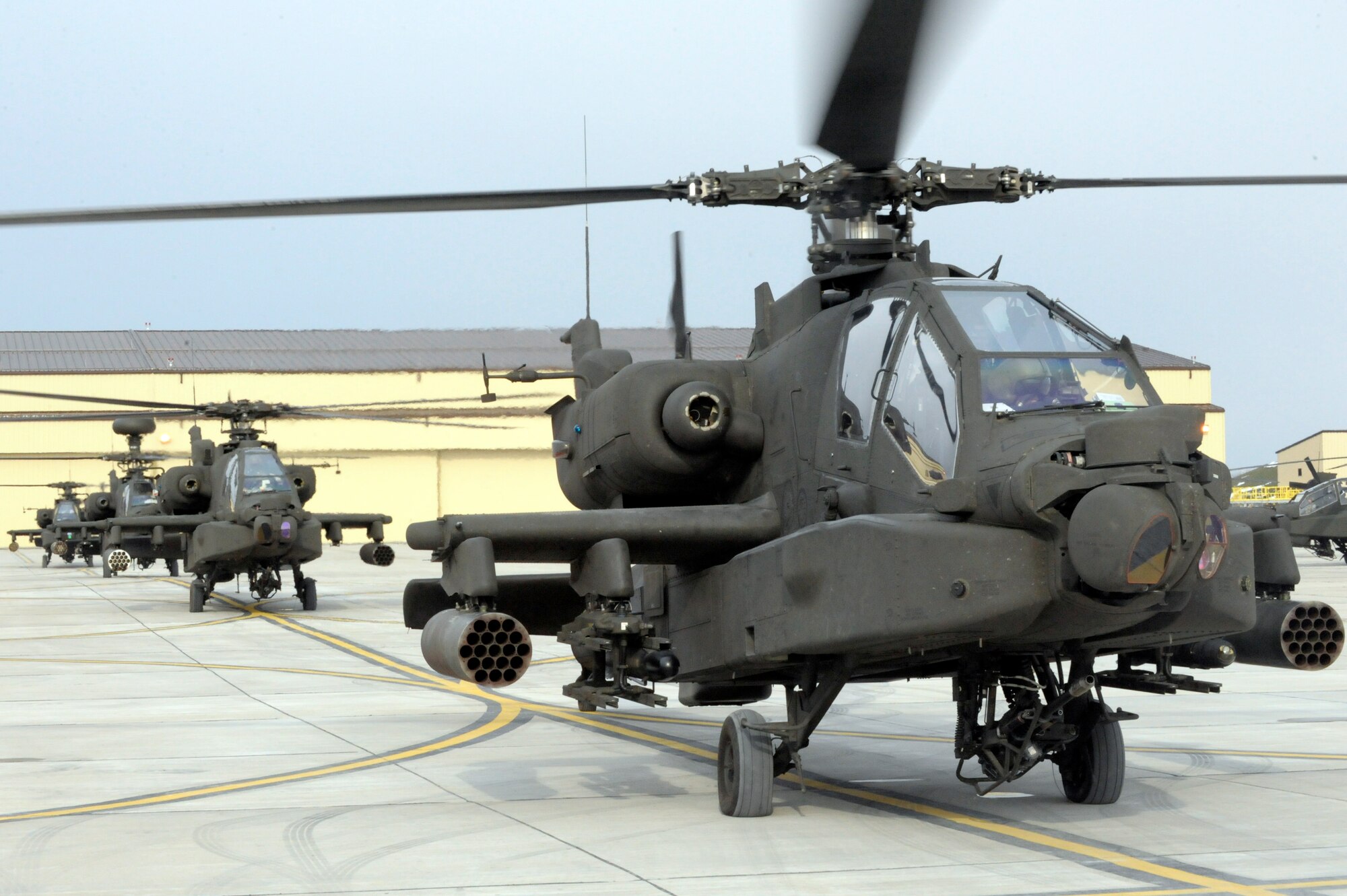 U.S. Army AH-64 Apache Longbows pilots from the 1-135th Attack Reconnaissance Battalion at Whiteman Air Force Base, Mo., prepare March 27, 2013, for their deployment to Afghanistan. The Apaches have been battlefield-tested for about 10 years. (U.S. Air Force photo by Airman 1st Class Shelby R. Orozco/Released)