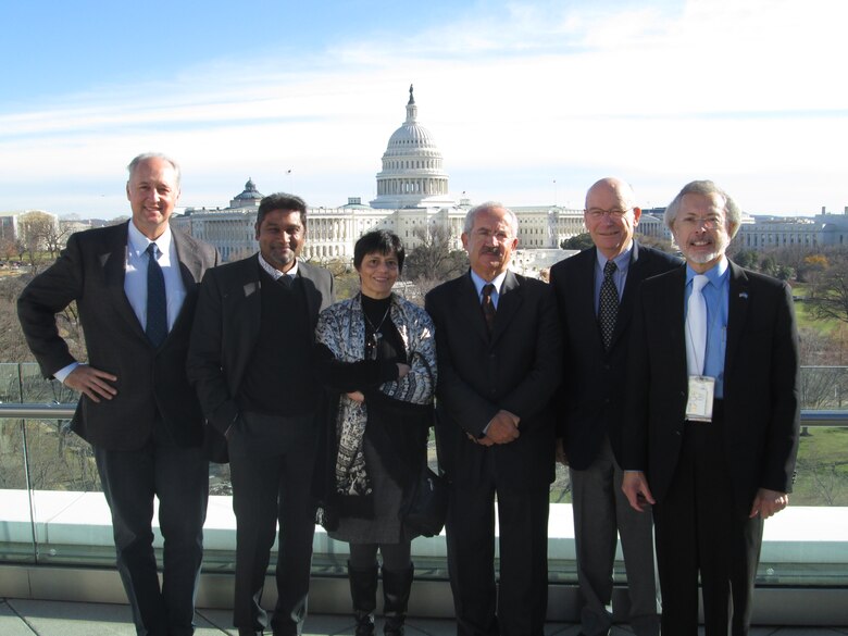 ICIWaRM Advisory Board attendees (left to right): Dr. Michael E. McClain, Head of Department and Professor of Ecohydrology UNESCO-IHE Institute for Water Education; Mr. Dhesigen Naidoo, CEO, South African Water Research Commission; Dr. Blanca Jimenez Cisneros, Secretary, UNESCO International Hydrological Programme (IHP) UNESCO Division of Water Sciences; Prof Dr. Ibrahim Gurer, Professor, Department of Civil Engineering Gazi University; Dr. Verne R. Schneider, Executive Secretary, U.S. National Committee for the International Hydrological Programme ; Robert A. Pietrowsky, IWR-ICIWaRM Director.