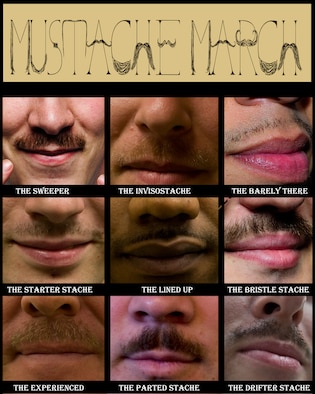 As the month of March comes to close, you may notice a decline in the appearance of mustaches here on Hurlburt Field Fla. Mustache March originated during the Vietnam War when a fighter pilot named Robin Olds grew what he called a "bulletproof mustache." (U.S. Air Force graphic / Staff Sgt. John Bainter)