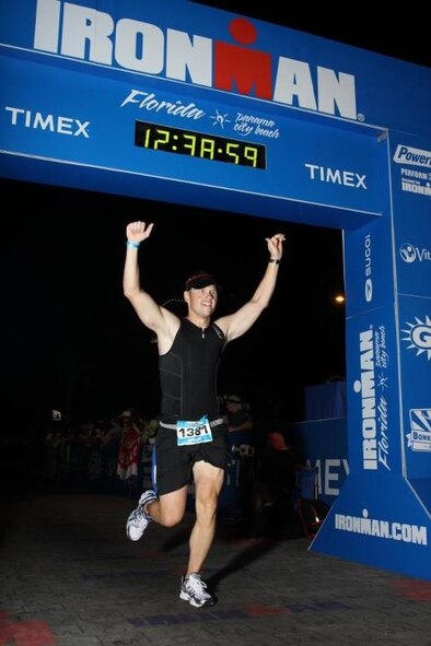 Master Sgt. Jeffery Rueben, of the 319th Civil Engineer Squadron, was named the 2012 male Athlete of the Year for Grand Forks Air Force Base, N.D. Rueben participated in six events in 2012, including an Ironman competition in Panama City Beach, Fla. 
(Courtesy photo)
