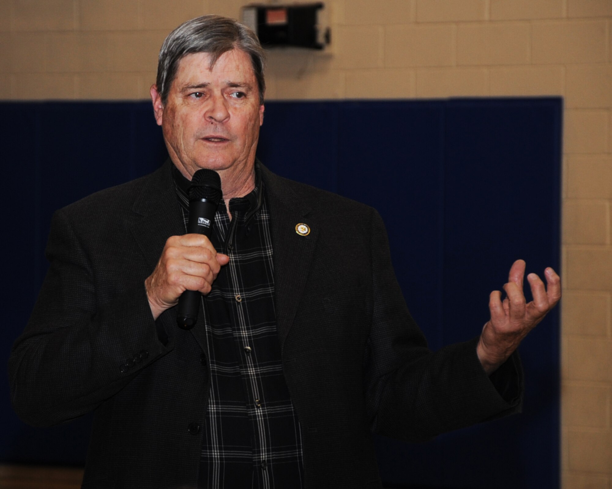 Henry Burns, Louisiana State Legislator, talks about a life experience at the Youth Center as part of "Month of the Military Child" on Barksdale Air Force Base, La., March 28. The Youth Center will host events every Friday in April as part of the initiative. (U.S. Air Force photo/Senior Airman Sean Martin)