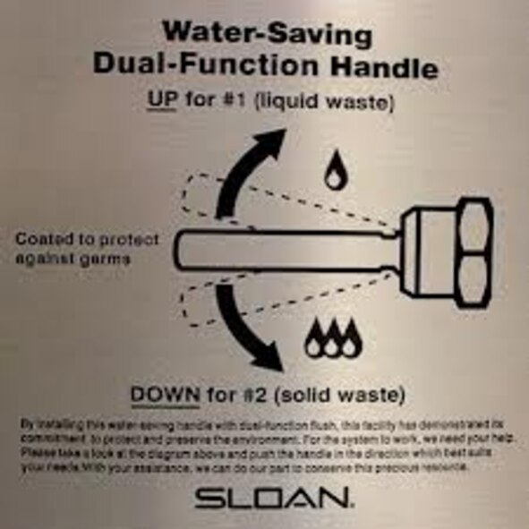 Installation of special dual-function water-saving handles on toilets to help with water conservation efforts by determining water flow is part of the 82nd Civil Engineering Squadron and DS2 water efficiency project.  The project is slated to begin on Sheppard Air Force Base April 10, 2013. (U.S. Air Force courtesy photo)